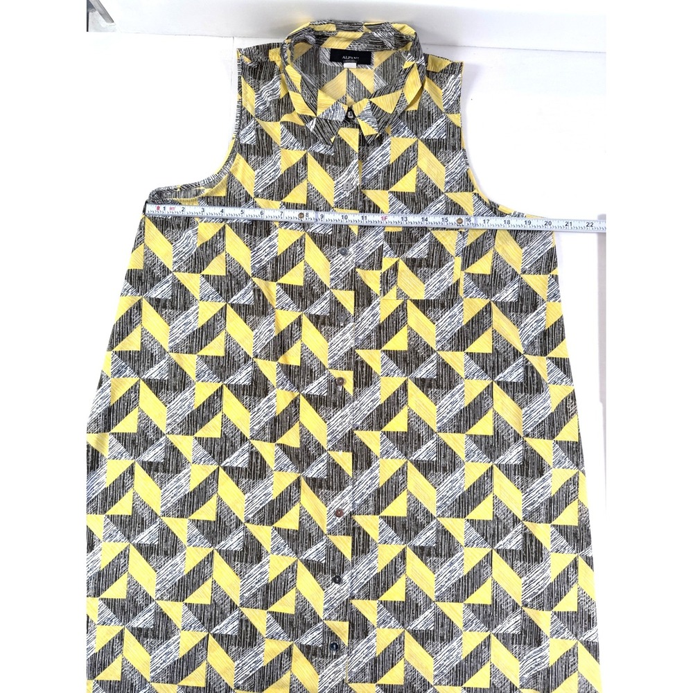 Alfani Womens Yellow Grey‎ Geometric Triangle Sleeveless Button Front Dress 10 - Picture 7 of 9